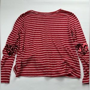 Soho NY&C striped knit with sequin heart elbow patches size medium